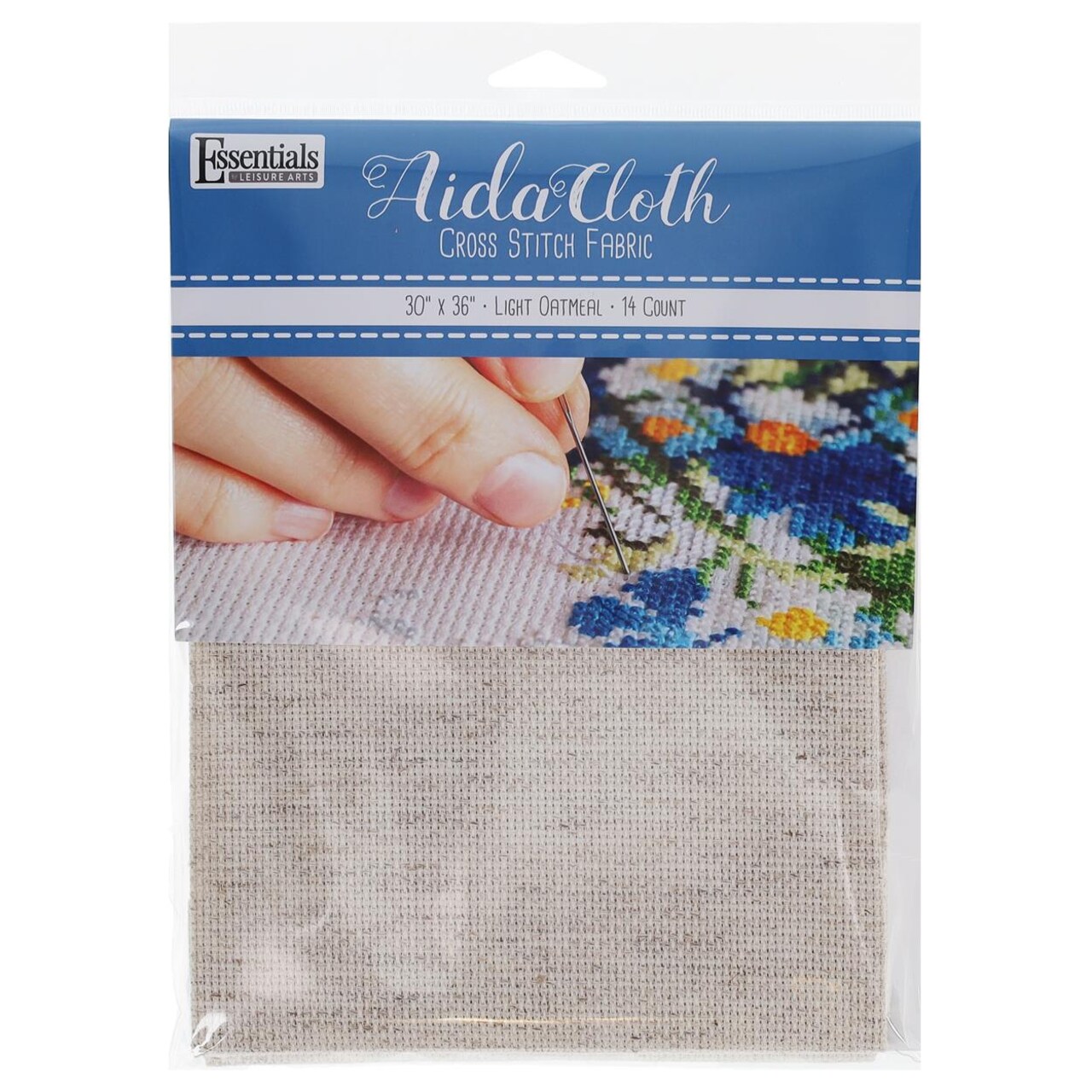 Essentials By Leisure Arts Aida Cloth, 14 count, 30" x 36", Light Oatmeal cross stitch fabric for embroidery, cross stitch, machine embroidery and needlepoint